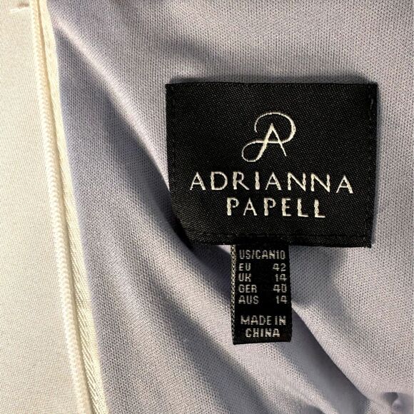 Adrianna Papell Nouveau Scroll Lace Gown Dress Maxi Periwinkle Ivory 10 - Picture 10 of 11